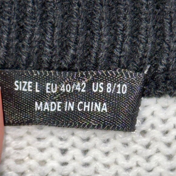 Grunge Distressed Striped Sweater Dress Black White Knit Y2K Punk Alt Oversized - Picture 4 of 5